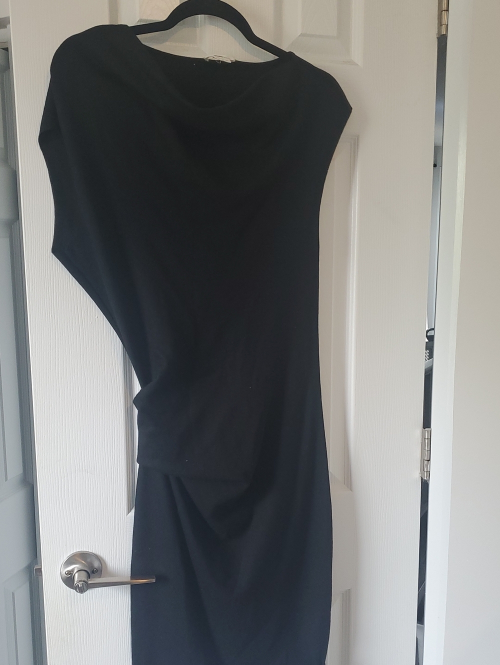 Helmut Lang Black Asymmetrical Draped Dress